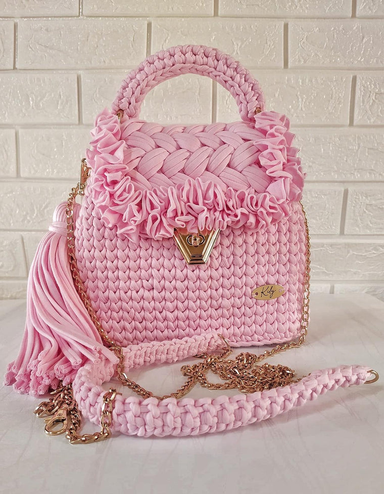 Baby Pink Cotton Candy Handwoven Bag