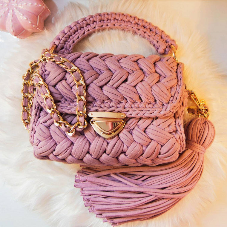 Dusty Rose Twizzler Handwoven Shoulder Bag