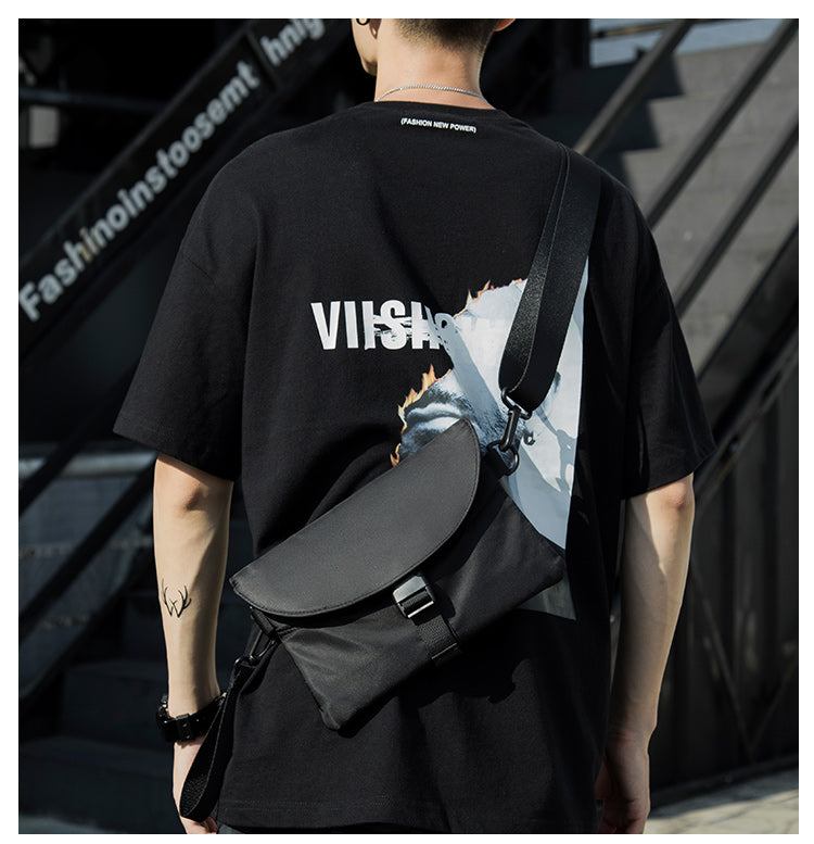 Fashion Trend Men Messenger Bag Pack Nylon Waterproof Casual Men's Shoulder Bag Black Functional Zipper Bag Crossbody for Male