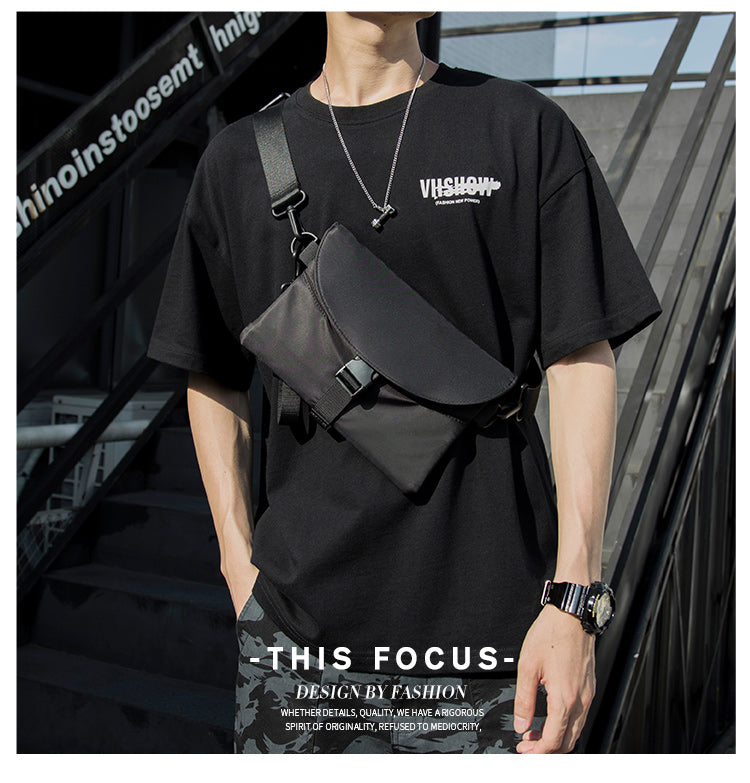 Fashion Trend Men Messenger Bag Pack Nylon Waterproof Casual Men's Shoulder Bag Black Functional Zipper Bag Crossbody for Male