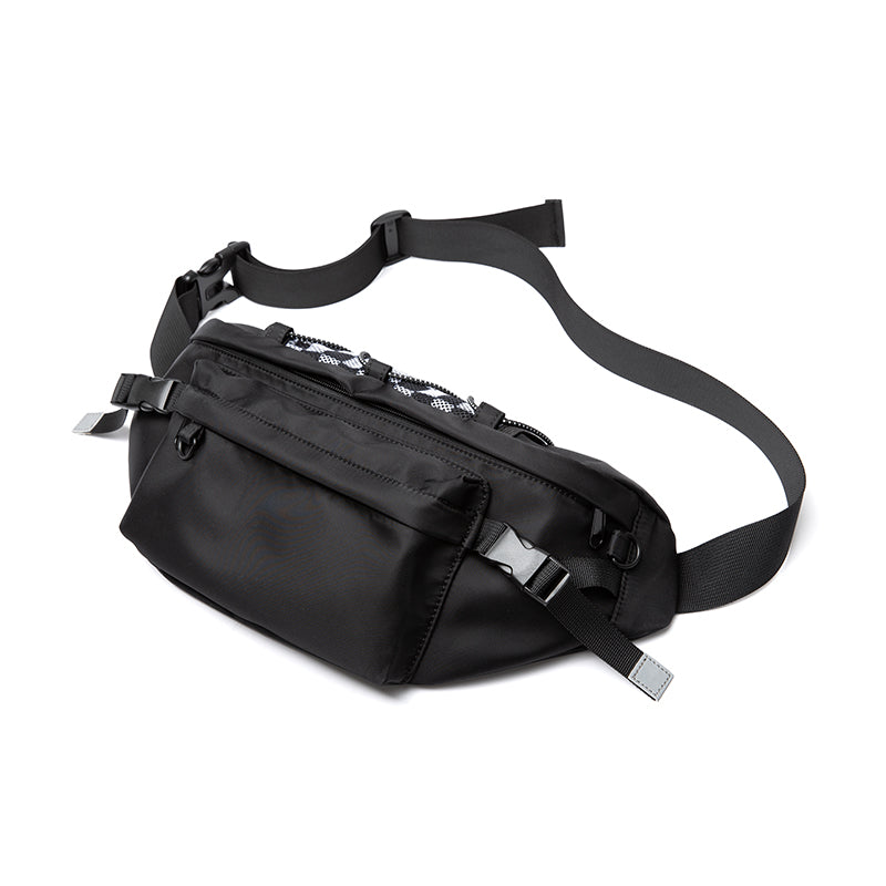 Trendy Plaid Mesh Men's Chest Bag Multifunction Utility Waterproof Personalised Outdoor Commuter Sports Portable One Strap Bag