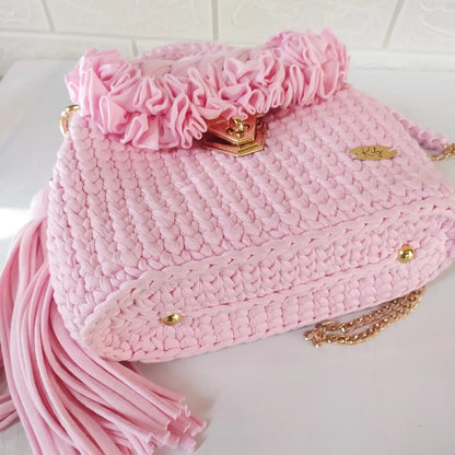 Baby Pink Cotton Candy Handwoven Bag